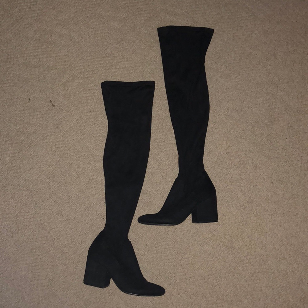 Black Thigh High Velvet Boots! Size 6.5